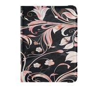 Marble Floral Rose Gold Black Leather passport book holder for travel Vaccine Case Protector Cover Passport Cover for women Waterproof
