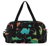 Marble Flower Kids Duffle Bag Boys Girls Small Sport Dance Gym Bag for Overnight Travel Weekender Carry On, Cute Cartoon Dinosaurs, 18.5"L x 9.4"W x 7.8"H