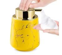 Marble Foam Soap Dispenser for Bathroom, Chic Ceramic Bottle, Gold Soap Dispenser Pump (Yellow)