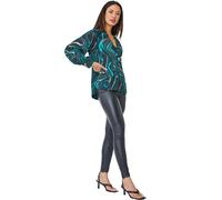 Roman Originals Metallic Marble Print Overshirt for Women UK - Ladies Autumn Everyday Winter Holiday Pull-On V-Neck Long Sleeves Comfy Soft Vacation Work - Green - Size 10