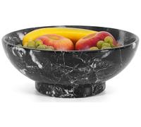 Marble Fruit Bowl 10 Inch Black Handmade Large Decorative Fruit Bowl for Serving Fruits & Home Decor - Elegant Kitchen Countertop Essentials & Housewarming Gift.