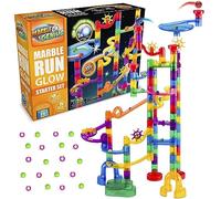 Marble Genius Marble Glow Run Race Track Set Glow in The Dark (115 pcs) STEM Educational Building Block Toy, Instruction App Access & Full Color Instruction Manual, Great Gift for Kids, Starter Set
