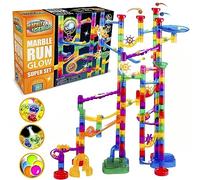 Marble Genius Marble Glow Run Race Track Set Glow in The Dark (200 pcs) STEM Educational Building Block Toy, Instruction App Access & Full Color Instruction Manual, Great Gift for Kids, Super Set