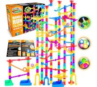 Marble Genius Marble Glow Run Race Track Set Glow in The Dark (300 pcs) STEM Educational Building Block Toy, + Instruction App Access & Full Color Instruction Manual, Great Gift for Kids, Extreme Set