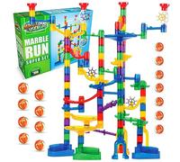 Marble Genius Marble Run (150 Complete Pieces) Maze Track or Race Game for Adults, Teens, Toddlers, or Kids Aged 4-8 Years Old, (85 Translucent Marbulous Pieces + 65 Glass-Marble Set), Super Set