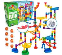 Marble Genius Marble Run (300 Complete Pieces) Maze Track or Race Game for Adults, Teens, Toddlers, or Kids Aged 4-8 Years Old, (118 Translucent Marbulous Pieces + 119 Glass-Marble Set), Extreme Set