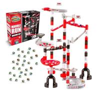 Marble Genius Marble Run Racing Set (125 Pieces) with Designer Marbles, Racing Action Pieces, & Tournament Board