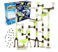 Marble Genius Marble Run Starter Set STEM Toy for Kids Ages 4 - 12 - 130 Complete Pieces (80 Translucent Marbulous Pieces and 50 Glass Marbles), Construction Building Block Toys, Theme (Space)