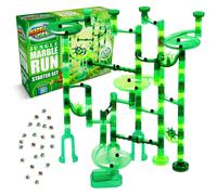 Marble Genius Marble Run Starter Set STEM Toy for Kids Ages 4-12 - 130 Complete Pieces (80 Translucent Marbulous Pieces and 50 Glass Marbles) Constru