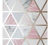 Marble Geo Multicoloured Wallpaper Pink Metallic Triangle YL