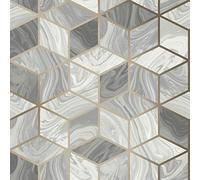 Marble Geometric Wallpaper Grey Rasch 248975