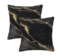 Marble Gold and Black Pillow Covers 18x18 in Couch Pillow Case Sets of 2 Modern Decorative Square Throw Pillows for Home Living Room Bedroom Bed Cushion Outdoor