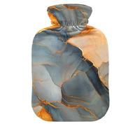 Marble Gray Orange hot Waterbottle with Soft Cover, 2Lwarmer Bag for Pain Relief,Menstrual Cramps,Bolsa Caliente para Dolores musculares