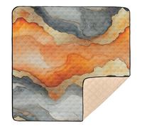 Marble Gray Orange Soft Thick Baby Activity Play Mat for Floor Non-Toxic Baby Crawling Mat for Babies Infants Toddlers, 50'' x 50''