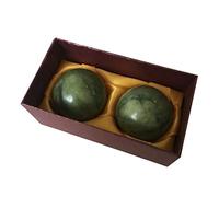 Marble Green Baoding Balls, 2Pcs Chinese Health Exercise Massage Balls, Jade Stress Relieve Hand Exercise Roller