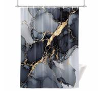 Marble Grey Black Shower Curtain for Bathroom, Gradient Gold Marbling Modern Art Waterproof Cloth Fabric Bathroom Accessories Set with 12 Rust Proof Plastic Hooks, 60” x 72”