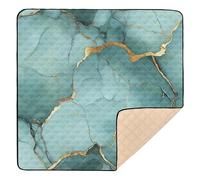 Marble Grey Turquoise Large Sturdy Baby Play Mat for Indoor Outdoor Washable Baby Crawling Mat for Baby Kids Toddlers Infants, 50'' x 50''