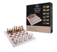 Marble Hives 15 Inch Luxury Chess Set Classic Chess Boards for Adults with Handcrafted Stone Board & Marble Chess Pieces Ideal for Home Decor (White & Onyx)