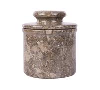 Marble Hives Butter Crock With Lid - Classic French Butter Keeper - Handcrafted Natural Marble - Gray Oceanic
