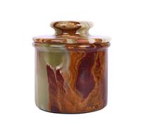Marble Hives Butter Crock with Lid- Perfect Butter Keeper Crock- Classic Butter Bowl- Stylish French Butter Keeper - Purely Handcrafted Natural Marble (Onyx Green, 5)