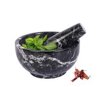 Marble Hives Marble Mortar & Pestle Kitchen Set - 2.5,4,5 Inch Herb Grinder, Spice Grinder, Pill Crusher, Fine Powder Grinder, Avocado Masher & Coffee (Black Zebra, 5 Inch Bowl Shape)