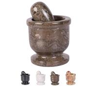 Marble Hives Marble Mortar & Pestle Kitchen Set - 2.5,4,5 Inch Herb Grinder, Spice Grinder, Pill Crusher, Fine Powder Grinder, Avocado Masher & Coffee (Oceanic Grey, 2.5 Inch)