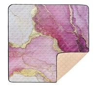 Marble Hot Pink White Soft Padded Baby Play Mat for Floor Comfortable Padded Baby Mat for Baby Toddler Infant, 50'' x 50''