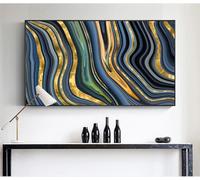 Marble ink colorful Oil Painting on Canvas Emerald Green wall art, gold gray pattern texture background Posters and Prints 50x100cm Frameless
