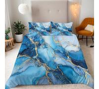 Marble King Duvet Cover Abstract Art Reversible Bedding Sets, Soft Microfiber Quilt Cover with Zipper Closure and 2 Pillowcase 50x75 cm for Kids Teens Adults W-46