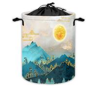 Marble Laundry Hampers With Drawstring Mountain Forest Laundry Baskets For Bathroom Jungle Sun Portable Clothes Storage Organizer Basket Southeast Asia W 44 L 44 Cm