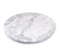 Marble Lazy Susan, 12" Cake Turntable for Decorating, Natural Marble Cake Stand Turntable Baking Supplies for Displaying Cupcakes Cheese Cookies (White with Gray Tone)