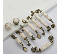 Marble Lines Ceramic Cabinet Handles Zinc Alloy Drawer knobs Wardrobe Door Handles Antique Bronze European Furniture Handle(1015-96 Solid Base)