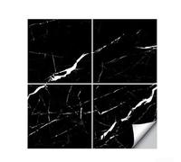 Marble Look PVC Self-Stick Tile Covering for Interior Surfaces Waterproof Oil Proof Anti-Slip Texture for Kitchen Bathroom Spaces (C A)