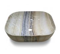 Marble Luxe Brown and Grey Marble Effect Ceramic Counter Top Basin