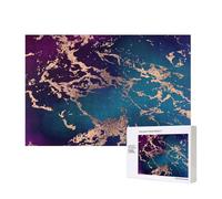 Marble Luxe Decor Dark Purple And Teal With Gold,300 Pieces Wooden Jigsaw Family Game Jigsaw Puzzles for Adults Teens Home Decor