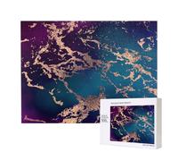 Marble Luxe Decor Dark Purple And Teal With Gold,500 Pieces Wooden Jigsaw Family Game Jigsaw Puzzles for Adults Teens Home Decor