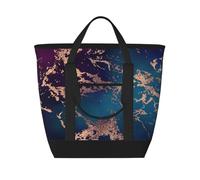 Marble Luxe Decor Dark Purple And Teal With Gold,Lunch Bags Large Capacity Insulated Tote Bag For Women Men Work Picnic Travel