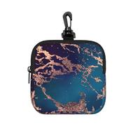 Marble Luxe Decor Dark Purple and Teal with Gold, Square Zipper Storage Bag, Neoprene Coin Purse, Small Wallets, Change Pouch, Change Purse