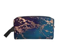 Marble Luxe Decor Dark Purple and Teal with GoldMakeup Trave Bag for Women,Cosmetic Large Capacity Organizer