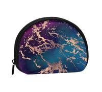 Marble Luxe Decor Dark Purple and Teal with GoldSmall Makeup Sanitary Napkin Storage Bag,Women's Cosmetic Coin Purse
