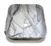 Marble Luxe Square Calacatta Marble Effect Ceramic Counter Top Basin