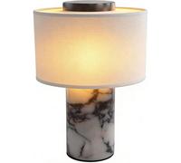 Marble Luxury Stone Rechargeable Touch Table Lamp, Linen Cloth Fiber Lampshade, 10 inch High-End & Luxury Design Decorative Light, for Console, Entryway, Foyer, Counter, Bedroom A Rechargeable