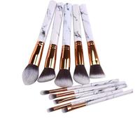 Marble Makeup Brush Set 10pcs, 5 Large Makeup Brushes 5 Small Makeup Brushes Powder, Travel Portable Makeup Brushes(White+Marble)