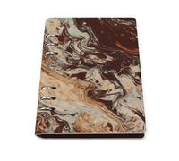 Marble Mixed Brown A5 Loose Leaf Notebook, Premium PU Leather Refillable 6-Ring Binder Journal, Durable Cover Lined Paper Lay Flat Design for Writing Journaling and Organization