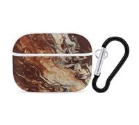 Marble Mixed Brown AirPod Pro Case, Anti Scratch Hard PC Cover with Keychain, AirPod Pro 2nd/1st Case Accessories for Women Men, White-Style