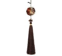 Marble Mixed Brown Car Pendant Sun Catcher Crystal Ornament for Rearview Mirror, Elegant Car Hanging Ornament with Tassel for Home & Office Decor