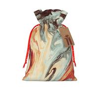 (Marble Mixed Brown) Christmas Burlap Bags, S Size Christmas Drawstring Gift Bags Goodie Bags For Kids Xmas Party Favors