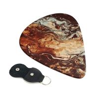 Marble Mixed Brown Guitar Picks 6-Pack - Pick Set (0.46mm / 0.71mm / 0.96mm) Suitable For Guitar And Ukulele Playing