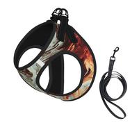 Marble Mixed Brown print Dog Harness, 2X Buckle,Dog Vest,No Pulling Front Leash Clip,for Small Medium Dogs