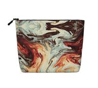 Marble Mixed Brown Print Makeup Bag for Women,Portable Cosmetic Bag Toiletry Bag, Capacious Travel Makeup Organizer